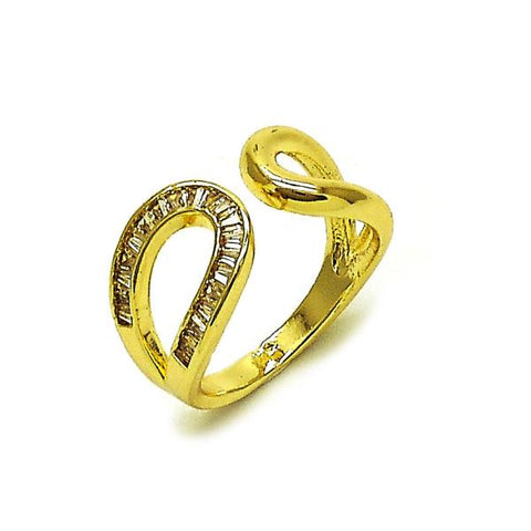 Anillo Multi Piedra 01.266.0063 Oro Laminado, Diseño de Baguette, con Zirconia Cubica Blanca, Pulido, Dorado
