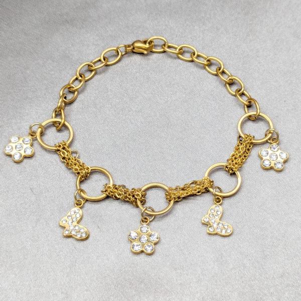 Pulsera Elegante 03.63.22108.07 Acero Inoxidable, Diseño de Mariposa, con Cristal Blanca, Pulido, Dorado