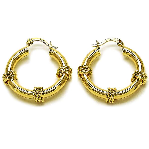 Argolla Mediana 02.170.0530.30 Oro Laminado, Diseño de Hueco, Pulido, Dorado