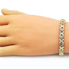 Pulsera Tennis 03.213.0357.07 Oro Laminado, Diseño de Corazon, Diamantado, Dorado
