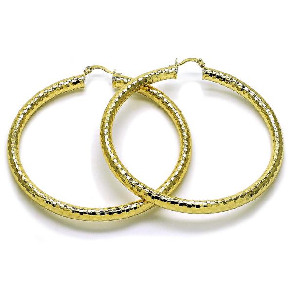 Argolla Grande 02.213.0309.70 Oro Laminado, Diseño de Hueco, Diamantado, Dorado