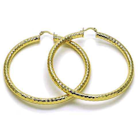 Argolla Grande 02.213.0309.70 Oro Laminado, Diseño de Hueco, Diamantado, Dorado