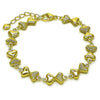 Pulsera Elegante 03.213.0337.07 Oro Laminado, Diseño de Corazon y Hueco, Diseño de Corazon, Pulido, Dorado