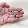 Juego de Arete y Dije de Adulto 10.156.0517 Oro Laminado, Diseño de Cluster, con Zirconia Cubica Verde y Blanca, Pulido, Dorado