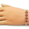 Pulsera Elegante 03.283.0482.07 Oro Laminado, Diseño de Cereza y Corazon, Diseño de Cereza, con Zirconia Cubica Granate y Rubi, Pulido, Dorado