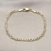 Pulsera Básica 5.222.026.07 Oro Laminado, Diseño de Mariner, Diamantado, Dorado