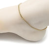 Tobillera Básica 04.63.1424.10 Oro Laminado, Diseño de Miami Cubana, Diamantado, Dorado