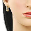 Argolla Huggie 02.283.0278.18 Oro Laminado, con Micro Pave Blanca, Pulido, Dorado