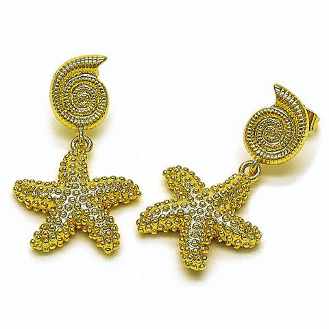 Arete Dormilona 02.156.0715 Oro Laminado, Diseño de Estrella y Espiral, Diseño de Estrella, Pulido, Dorado