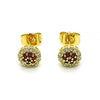 Arete Dormilona 02.344.0159.1 Oro Laminado, Diseño de Flor, con Zirconia Cubica Granate y Blanca, Pulido, Dorado