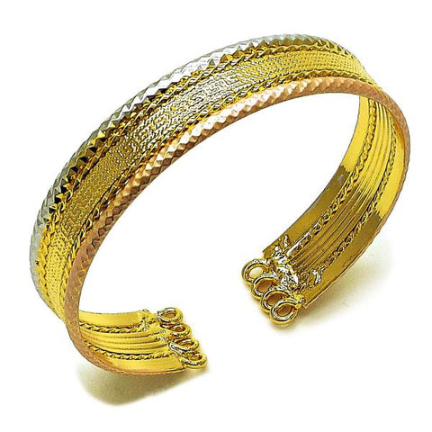 Aro Individual 07.170.0052.1 Oro Laminado, Diseño de Llave Griega, Diamantado, Tricolor