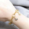 Pulsera Elegante 03.63.22108.07 Acero Inoxidable, Diseño de Mariposa, con Cristal Blanca, Pulido, Dorado