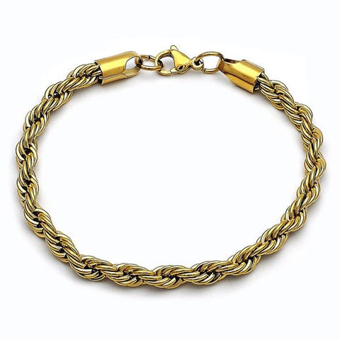 Pulsera Básica 03.278.0012.1.09 Acero Inoxidable, Diseño de Rope, Pulido, Dorado