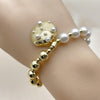 Pulsera Elegante 03.341.0261.07 Oro Laminado, Diseño de Concha y Bead Expandible, Diseño de Concha, con Perla Marfil, Pulido, Dorado