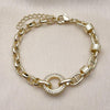 Pulsera Elegante 03.213.0387.07 Oro Laminado, Diseño de Mariner y Puff Mariner, Diseño de Mariner, con Micro Pave Blanca, Pulido, Dorado