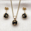 Juego de Arete y Dije de Adulto 10.342.0252.1 Oro Laminado, Diseño de Bola, con Zirconia Cubica Negro, Pulido, Dorado