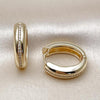 Argolla Huggie 02.283.0277.20 Oro Laminado, con Micro Pave Blanca, Pulido, Dorado