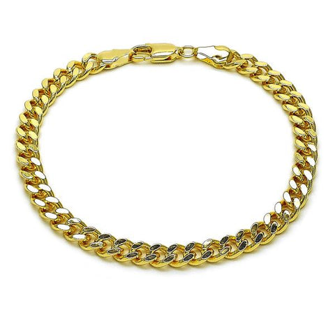 Pulsera Básica 04.213.0099.07 Oro Laminado, Diseño de Miami Cubana, Pulido, Dorado