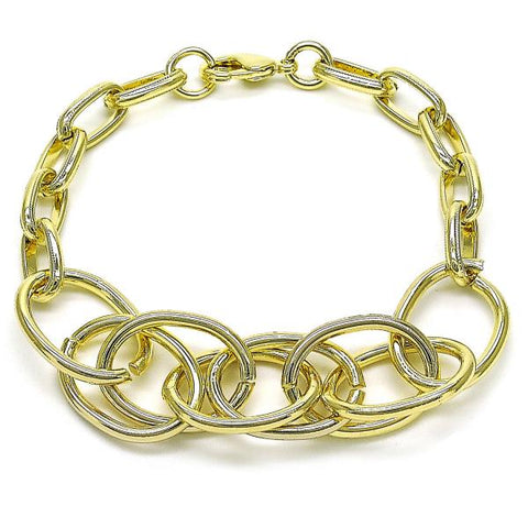 Pulsera Elegante 03.331.0299.08 Oro Laminado, Diseño de Rolo, Pulido, Dorado