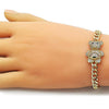 Pulsera Elegante 03.284.0061.07 Oro Laminado, Diseño de Osito y Miami Cubana, Diseño de Osito, con Zirconia Cubica Blanca y Micro PaveBlanca, Pulido, Dorado