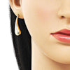Arete Dormilona 02.163.0380 Oro Laminado, Diseño de Gota, Pulido, Dorado