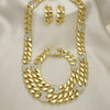 Collar, Pulso y Arete 06.372.0050 Oro Laminado, Diseño de Puff Mariner, con Cristal Blanca, Pulido, Dorado