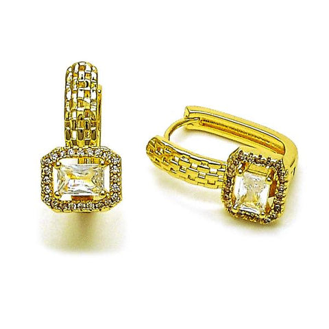 Argolla Huggie 02.283.0291.14 Oro Laminado, Diseño de Cluster, con Zirconia Cubica Blanca y Micro PaveBlanca, Pulido, Dorado