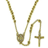 Rosario Fino 09.213.0063.24 Oro Laminado, Diseño de Guadalupe y Crucifijo, Diseño de Guadalupe, con Zirconia Cubica Blanca, Pulido, Dorado