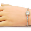 Pulsera Tennis 03.283.0394.07 Oro Laminado, Diseño de Cluster y Baguette, Diseño de Cluster, con Zirconia Cubica Blanca, Pulido, Dorado