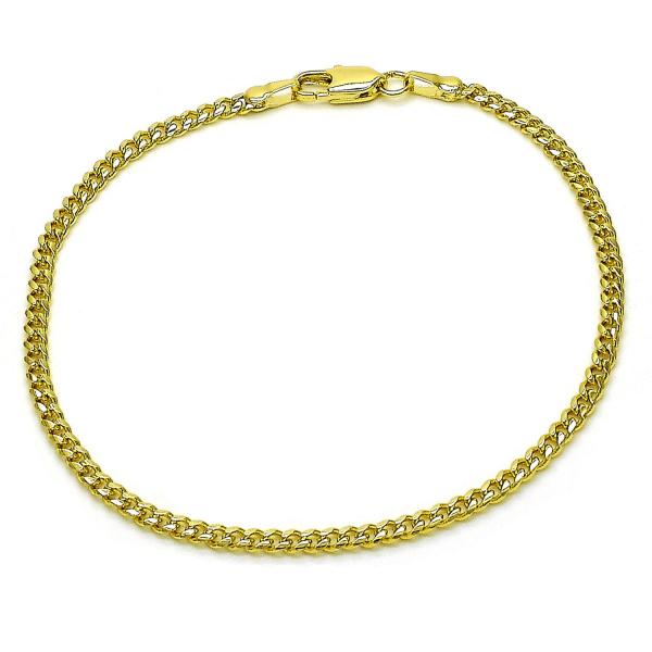 Pulsera Básica 04.213.0335.07 Oro Laminado, Diseño de Miami Cubana, Pulido, Dorado