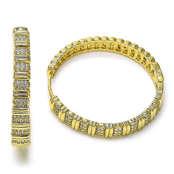 Argolla Huggie 02.204.0007.40 Oro Laminado, con Micro Pave Blanca, Pulido, Dorado