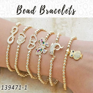 Kit Surtido de 15 Pulseras de Cuentas Expandibles de Oro Laminado al por mayor — SKU 139471