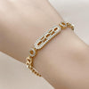 Pulsera Elegante 03.283.0472.08 Oro Laminado, Diseño de Paperclip y Hebillas de Cinturon, Diseño de Paperclip, con Zirconia Cubica Blanca, Pulido, Dorado