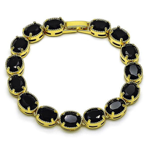 Pulsera Tennis 03.424.0004.2.07 Oro Laminado, con Zirconia Cubica Negro, Pulido, Dorado