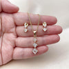 Juego de Arete y Dije de Adulto 10.342.0242 Oro Laminado, con Zirconia Cubica Blanca, Pulido, Dorado