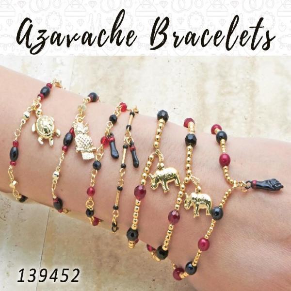 Kit Surtido de 20 Pulseras Azabache de Oro Laminado al por mayor — SKU 139452