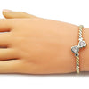Pulsera Elegante 03.213.0366.07 Oro Laminado, Diseño de Corazon, con Zirconia Cubica Blanca, Pulido, Dorado