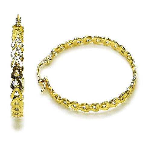 Argolla Mediana 02.170.0516.40 Oro Laminado, Diseño de Corazon, Diamantado, Dorado