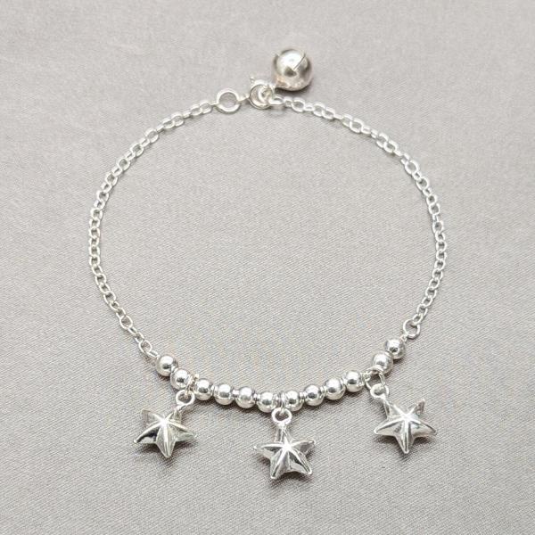 Pulsera Elegante 03.409.0122.08 Plata Rodinada, Diseño de Estrella y Bola, Diseño de Estrella, Pulido, Plateado