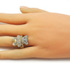 Anillo Multi Piedra 01.284.0108 Oro Laminado, Diseño de Osito y Baguette, Diseño de Osito, con Zirconia Cubica Blanca y Micro PaveBlanca, Pulido, Dorado