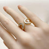 Anillo Multi Piedra 01.266.0063 Oro Laminado, Diseño de Baguette, con Zirconia Cubica Blanca, Pulido, Dorado