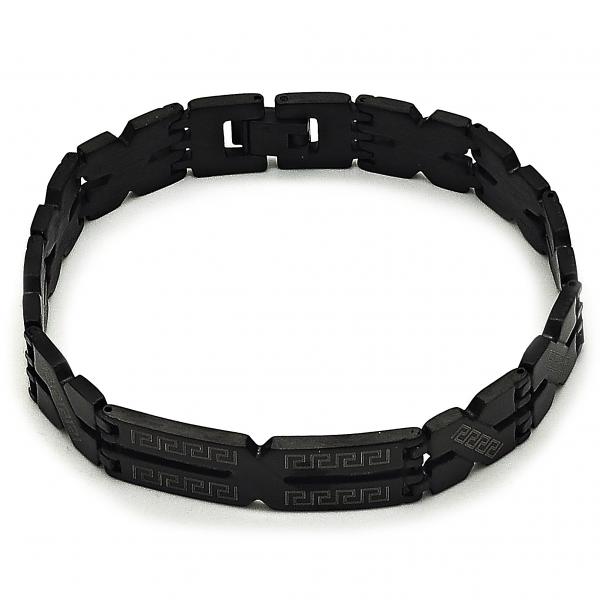 Pulsera Solida 03.114.0283.4.08 Acero Inoxidable, Diseño de Llave Griega, Pulido, Dos Tonos