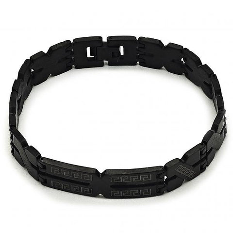 Pulsera Solida 03.114.0283.4.08 Acero Inoxidable, Diseño de Llave Griega, Pulido, Dos Tonos