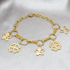 Pulsera Elegante 03.63.22114.08 Acero Inoxidable, Diseño de Flor, con Cristal Blanca, Pulido, Dorado