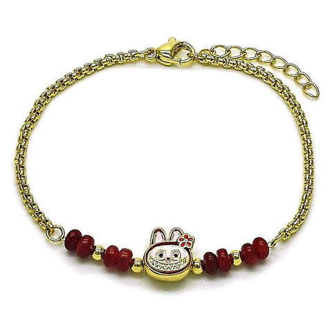 Pulsera Elegante 03.213.0391.07 Oro Laminado, con Cristal Granate, Esmaltado Rojo, Dorado