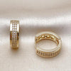 Argolla Huggie 02.283.0278.18 Oro Laminado, con Micro Pave Blanca, Pulido, Dorado