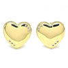 Arete Dormilona 02.156.0459 Oro Laminado, Diseño de Corazon, con Micro Pave Blanca, Pulido, Dorado