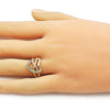 Anillo Elegante 01.310.0041 Oro Laminado, Diseño de Corazon y Infinito, Diseño de Corazon, con Zirconia Cubica Blanca, Pulido, Dorado