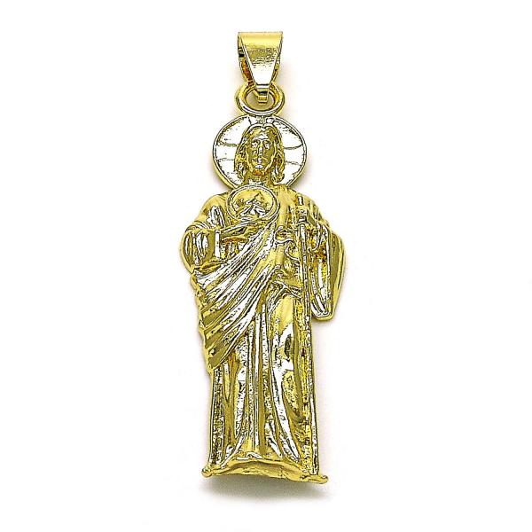 Dije Religioso 05.213.0148 Oro Laminado, Diseño de San Judas, Diamantado, Dorado