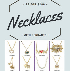Kit Surtido de 25 Collares con Dijes al por mayor — SKU 132090